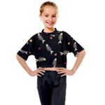 Pattern Design Seamless Fishbone Kids Mock Neck T-Shirt