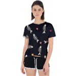 Pattern Design Seamless Fishbone Open Back Sport T-Shirt
