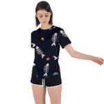 Pattern Design Seamless Fishbone Asymmetrical Short Sleeve Sports T-Shirt