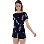 Pattern Design Seamless Fishbone Back Circle Cutout Sports T-Shirt