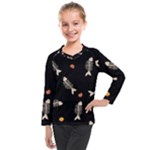 Pattern Design Seamless Fishbone Kids  Long Mesh T-Shirt
