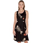 Pattern Design Seamless Fishbone Knee Length Skater Dress With Pockets