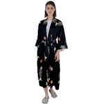 Pattern Design Seamless Fishbone Maxi Satin Kimono