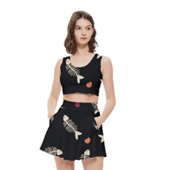 Pattern Design Seamless Fishbone Women s Crop Top Pleated Skater Rave Skirt from ArtsNow.com