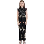Pattern Design Seamless Fishbone Kids  Sleeveless Ruffle Edge Band Collar Chiffon One Piece