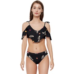 Ruffle Edge Tie Up Bikini Set	 