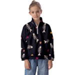 Pattern Design Seamless Fishbone Kids  Half Zip Hoodie