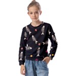 Pattern Design Seamless Fishbone Kids  Long Sleeve T-Shirt with Frill 