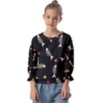 Pattern Design Seamless Fishbone Kids  Cuff Sleeve Top