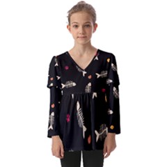 Kids  V Neck Casual Top 