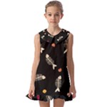 Pattern Design Seamless Fishbone Kids  Pilgrim Collar Ruffle Hem Dress
