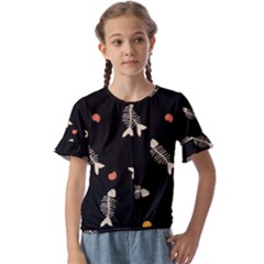 Kids  Cuff Sleeve Scrunch Bottom T-Shirt 