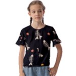 Pattern Design Seamless Fishbone Kids  Cuff Sleeve Scrunch Bottom T-Shirt