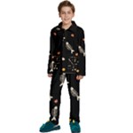 Pattern Design Seamless Fishbone Kids  Long Sleeve Velvet Pajamas Set
