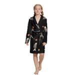 Pattern Design Seamless Fishbone Kids  Long Sleeve Velvet Lounge Robe