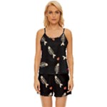Pattern Design Seamless Fishbone Satin Pajama Short Set