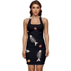 Sleeveless Wide Square Neckline Ruched Bodycon Dress 
