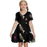 Pattern Design Seamless Fishbone Kids  Short Sleeve Tiered Mini Dress