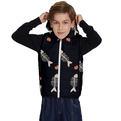 Pattern Design Seamless Fishbone Kids  Stylish Hooded Puffer Vest from ArtsNow.com