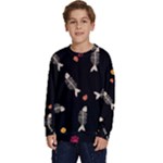 Pattern Design Seamless Fishbone Kids  Crewneck Sweatshirt
