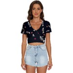 Pattern Design Seamless Fishbone V-Neck Crop Top