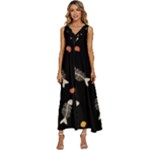 Pattern Design Seamless Fishbone V-Neck Sleeveless Wide Leg Pants Overalls