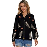Pattern Design Seamless Fishbone Women s Long Sleeve Button Up Shirt