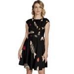 Pattern Design Seamless Fishbone Cap Sleeve High Waist Dress