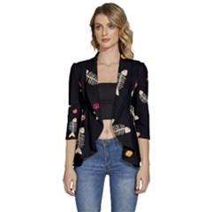Women s 3/4 Sleeve Ruffle Edge Open Front Jacket 