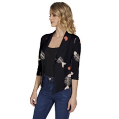 Women s Draped Front 3/4 Sleeve Shawl Collar Jacket 