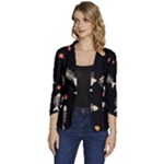 Pattern Design Seamless Fishbone Women s One-Button 3/4 Sleeve Short Jacket