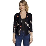 Pattern Design Seamless Fishbone Women s Casual 3/4 Sleeve Spring Jacket