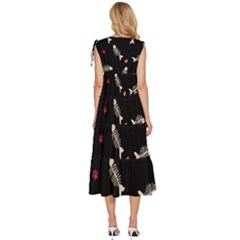 V-Neck Drawstring Shoulder Sleeveless Maxi Dress 