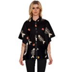 Pattern Design Seamless Fishbone Women s Batwing Button Up Shirt