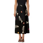 Pattern Design Seamless Fishbone Classic Midi Chiffon Skirt