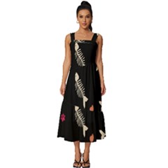 Square Neckline Tiered Midi Dress 