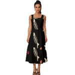 Pattern Design Seamless Fishbone Square Neckline Tiered Midi Dress