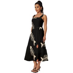 Square Neckline Tiered Midi Dress 
