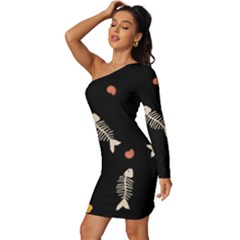 Long Sleeve One Shoulder Mini Dress 