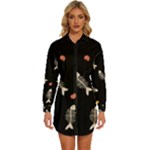 Pattern Design Seamless Fishbone Womens Long Sleeve Shirt Dress
