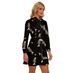 Women s Long Sleeve Bow Deco Button Up Dress 