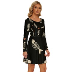 Long Sleeve Wide Neck Velvet Dress 