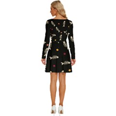 Long Sleeve Wide Neck Velvet Dress 