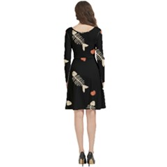 Long Sleeve V-neck skater dress with Pockets 