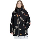 Pattern Design Seamless Fishbone Women s Multi Pockets Zip Ski and Snowboard Waterproof Breathable Jacket