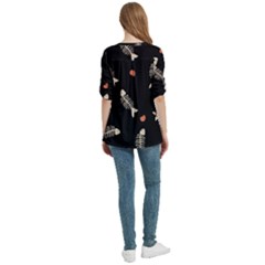 Women s Zip Front V-Neck 3/4 Sleeve Casual Top Pocket Shirt 