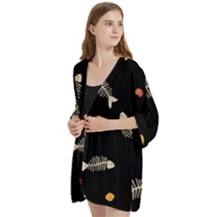 Open Front 3/4 Sleeve Batwing Chiffon Cardigan Kimono 