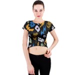 Pattern Design Seamless Texture Crew Neck Crop Top