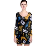 Pattern Design Seamless Texture Long Sleeve Bodycon Dress