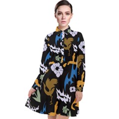 Long Sleeve Chiffon Shirt Dress 